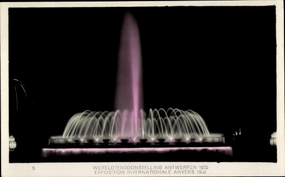 Postcard Antwerp Antwerp Flanders, World Exhibition, World Exhibition 1930, illuminated fountain