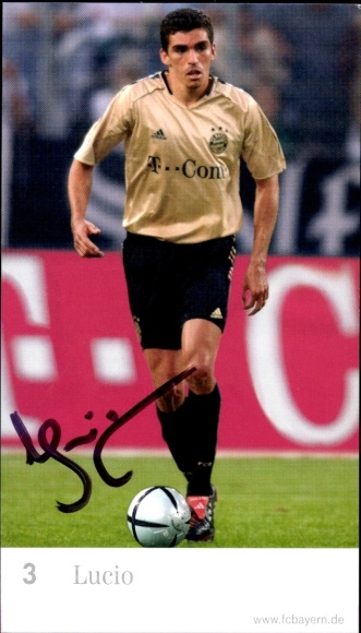 Autograph card Lucio, Lucimar da Silva Ferreira, FC Bavaria Munich, T-Com, autograph