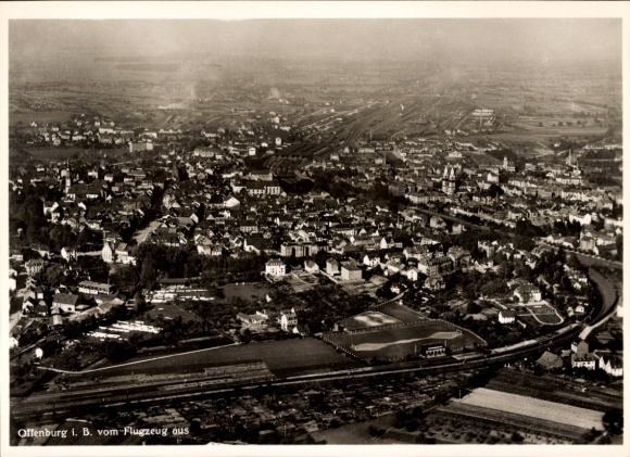 Postcard Offenburg in Baden Schwarzwald, aerial photograph
