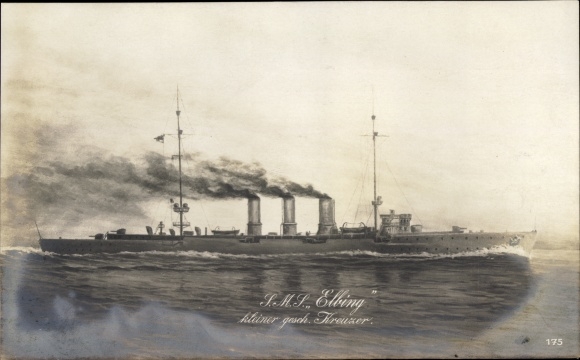Postcard Deutsches Kriegsschiff, SMS Elbing, Small Protected Cruiser, Imperial Navy