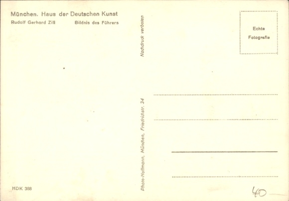 Artist Postcard Zill, portrait of the Führer, Adolf Hitler, HDK 388