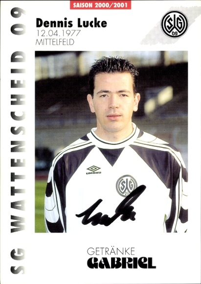 Autograph card footballer Dennis Lucke, SG Wattenscheid 09, autograph