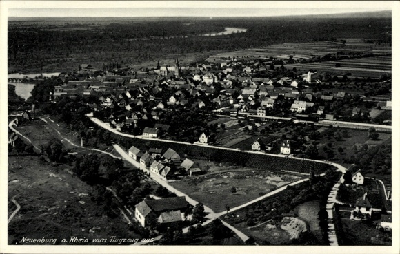 Postcard Neuenburg am Rhein Baden, aerial photograph