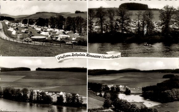 Ak Meschede in Sauerland, Hennesee, Panorama, Camping Hennesee