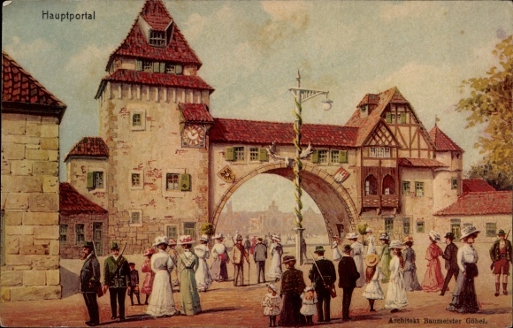 Artist PC Hamburg Mitte, main portal architect master builder Göbel, 16th D. federal shooting 1909