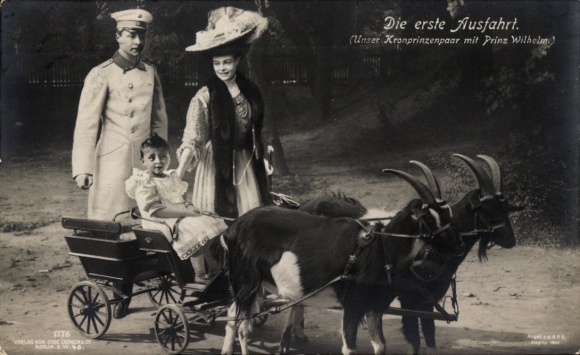 PC The first outing, Crown Prince couple with Prince Wilhelm, goat cart, Gustav Liersch 1776