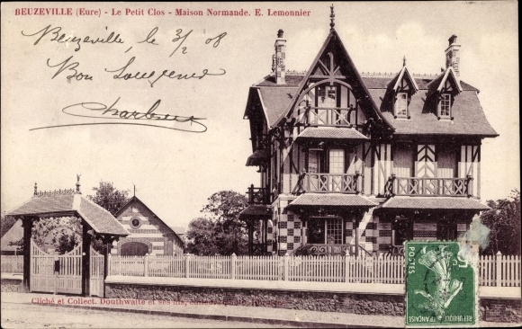 Postcard Beuzeville Eure, Le petit Clos, Normandy House