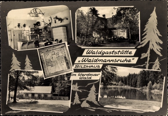 Passepartout Ak Werdau an der Pleiße in Sachsen, Waldgaststätte Waidmannsruhe, Bildhaus