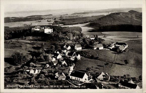 Postcard Kronburg Unterallgäu, aerial photograph