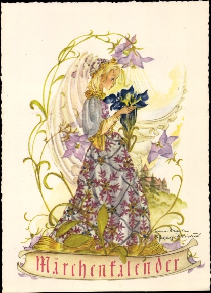 Artist PC Black Torinus, Anna, fairy tale calendar, Thumbelina, bell flowers
