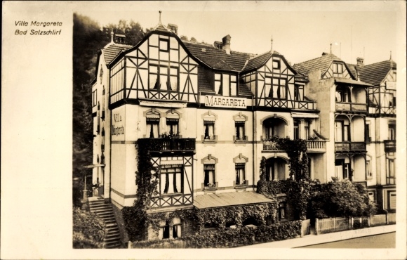 Postcard Bad Salzschlirf in Hesse, street section with a view of the Villa Margareta