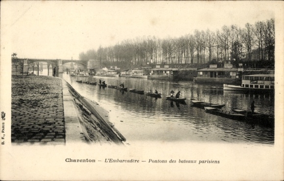 CPA Charenton le Pont Val de Marne, Embarcadere, Pontons des bateaux parisiens
