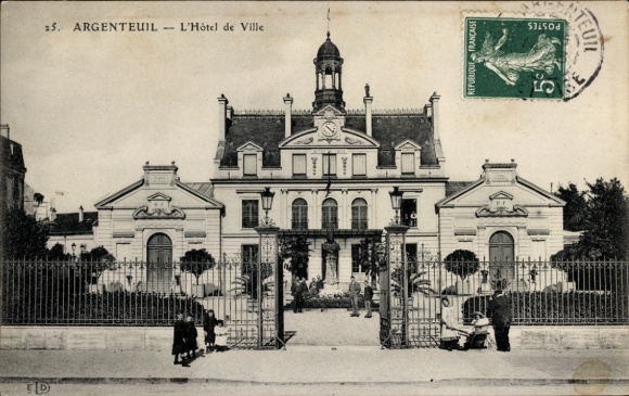 Ak Argenteuil Val d'Oise, Hôtel de Ville, französische Architektur, Menschen und Kinder