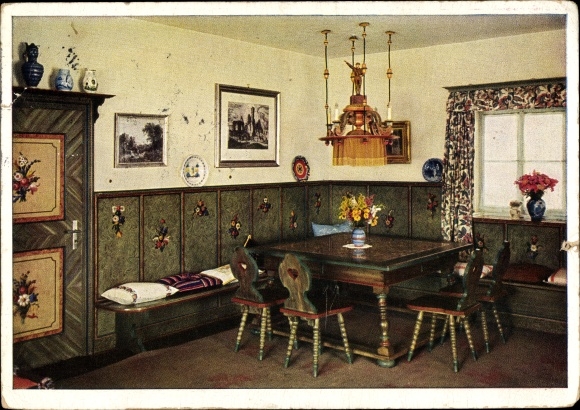 Postcard Obersalzberg Berchtesgaden in Upper Bavaria, Haus Wachenfeld, interior view