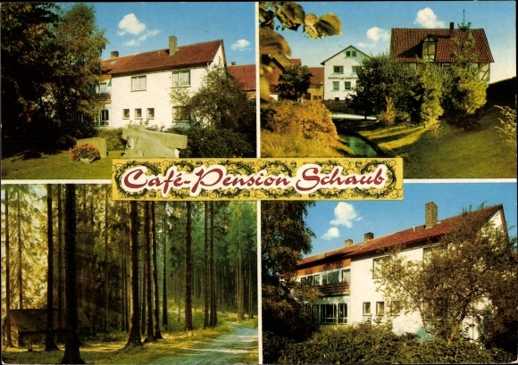 Postcard Ippinghausen Wolfhagen in Hesse, Café Pension Schaub, forest