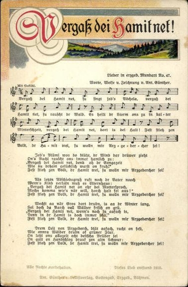 30 song cards, Anton Günther