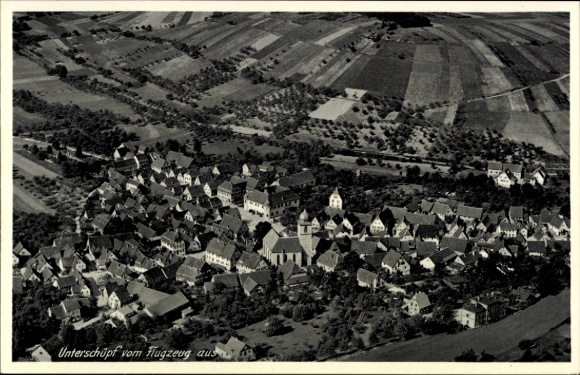 Postcard Unterschüpf Boxberg in Baden, aerial photograph
