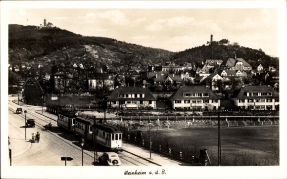 Postcard Weinheim an der Bergstraße Baden, city, tram