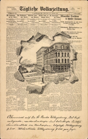 Newspaper Postcard Saint Paul Minnesota USA, Daily People's Newspaper, St. Pauler People's Newspaper