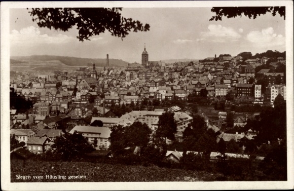 Postcard Siegen in Westphalia, city view of houses, trees, sky