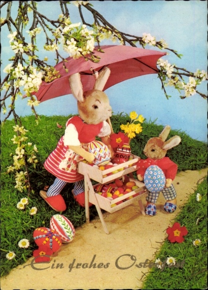 Ak Glückwunsch Ostern, Osterhasen, Ostereier