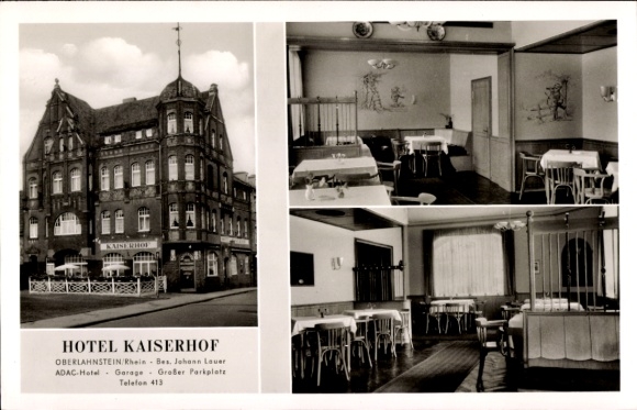 KP Oberlahnstein Lahnstein am Rhein, Hotel Kaiserhof, widok z zewnątrz, widok na wnętrze