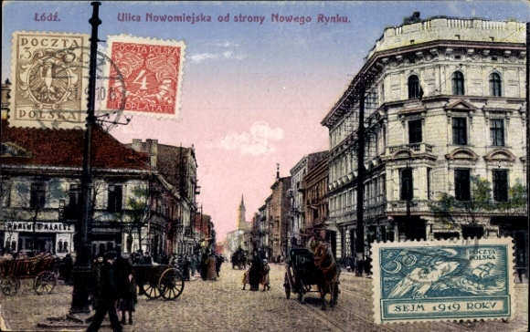 Postcard Lodz Lodsch Poland, street party