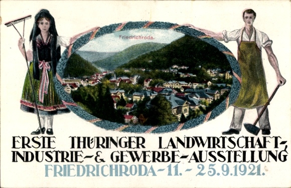 Passepartout Ak Friedrichroda, 1. Thüringer Landwirtschaft und Industrieausstellung 1921