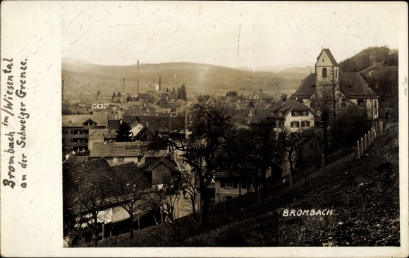 Postcard Brombach Lörrach in Baden, town view, Swiss border