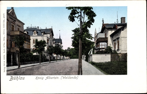 Illuminated window Postcard Dresden Bühlau, king Albert Straße, Waldende