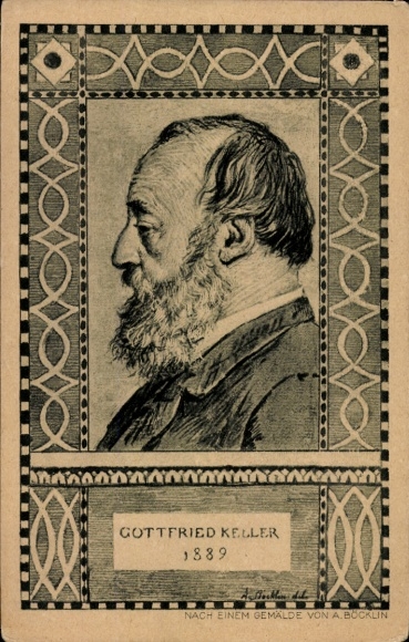 Artist Postcard Böcklin, A., Gottfried Keller, Swiss poet, 1819 to 1890