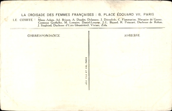 Postcard The French Women's Crusade, Place Edouard VII, Paris