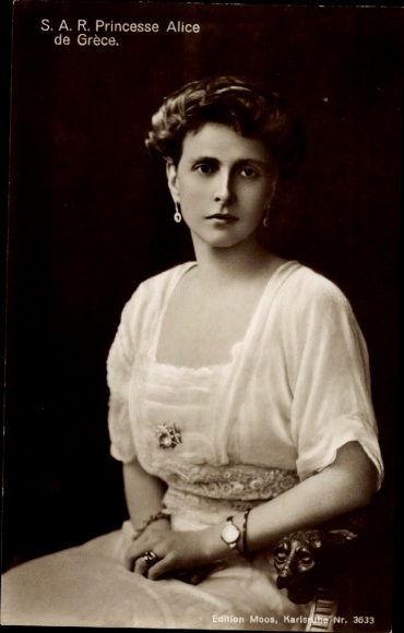 Postcard Alice of Battenberg, Princess Alice of Greece, portrait