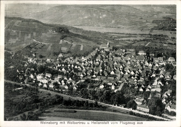 KP Weinsberg w dzielnicy Heilbronn, widok z lotu ptaka na Weibertreu, sanatorium