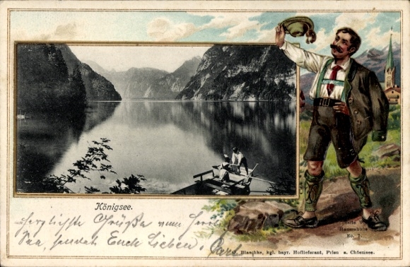 Embossed Postcard Königsee Königssee Upper Bavaria, general view