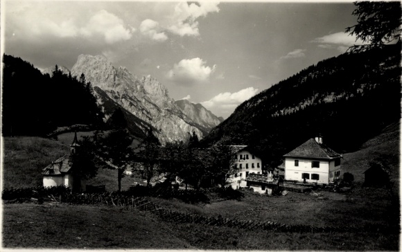 Postcard Hirschbichl Emmering in Upper Bavaria, partial view