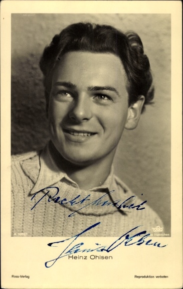 Postcard actor Heinz Ohlsen, portrait, Ross Verlag 3263/1, autograph