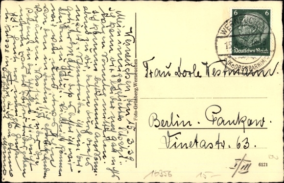 Postcard Werneuchen in the district of Barnim, Poststrasse, residential buildings