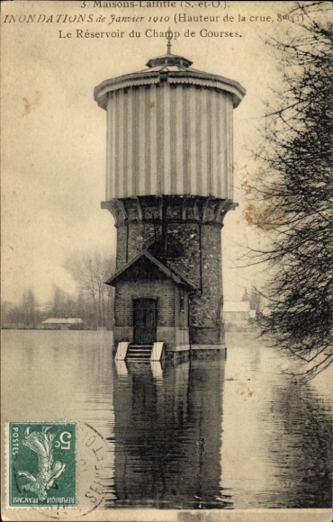 PC Maisons Laffitte Yvelines, Inondations 1910, Le Reservoir du Champ de Courses