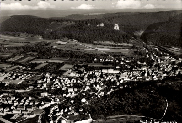 Ak Heubach in Württemberg, Luftaufnahme von  der Rosenstein, ländliche Umgebung, Häuser