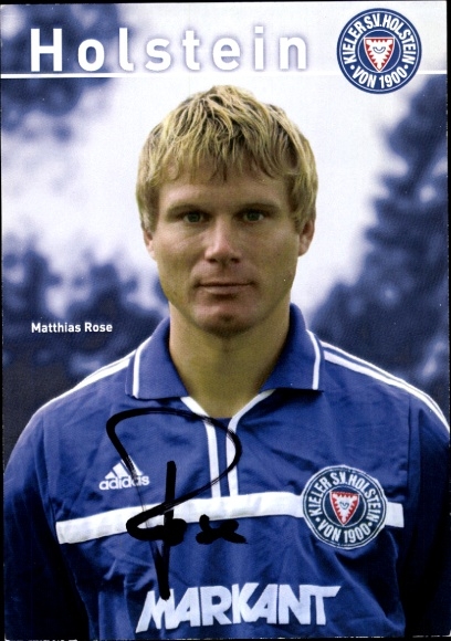 Karta z autografem piłkarza Matthiasa Rose'a, Holstein Kiel, autograf