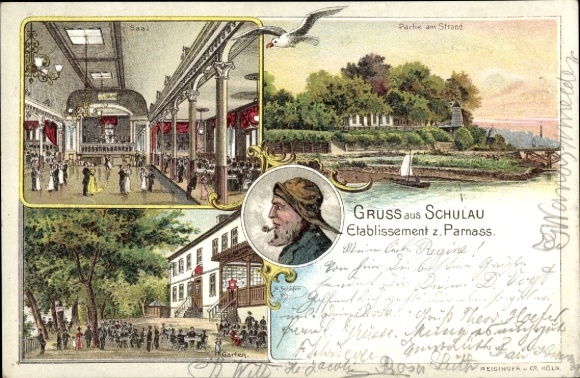 Litho Schulau Wedel Schleswig Holstein, Etablissement z. Parnass, Fischer