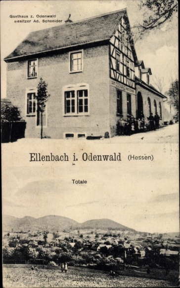 Postcard Ellenbach Fürth im Odenwald, Panorama, Inn zum Odenwald