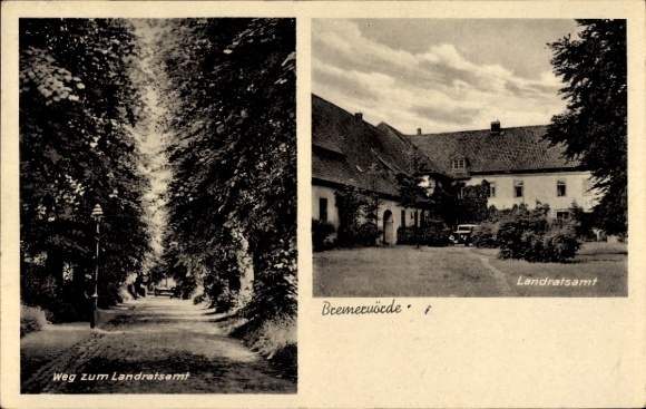Postcard Bremervörde in Lower Saxony, District Office, Allee