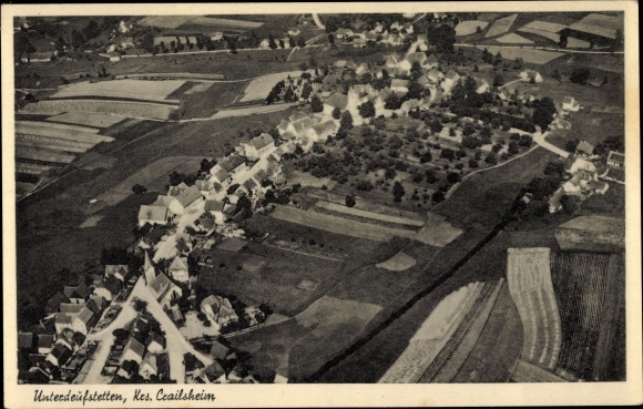 PC Unterdeufstetten Fichtenau in Württemberg, total view of the village, aerial photograph