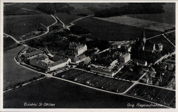 Postcard Sankt Ottilien Eresing in Upper Bavaria, Archabbey of Sankt Ottilien, aerial view of the monastery guest house