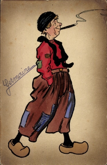 Künstler Ak Mann mit Zigarette, niederländische Tracht