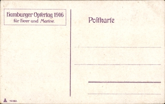 Artist Postcard Kaiser Wilhelm II., Portrait, Hamburg Sacrifice Day 1916 for Army and Navy