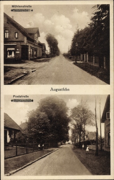 Postcard Augustfehn Apen in Oldenburg Ammerland, Mühlenstrasse, Poststrasse