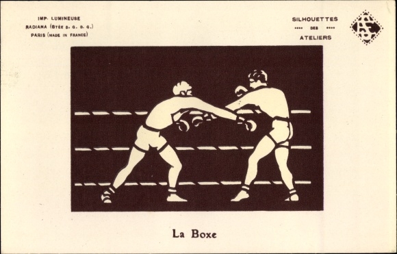 Halt Against The Light Postcard La Boxe, boxing, boxing match, boxers in the ring